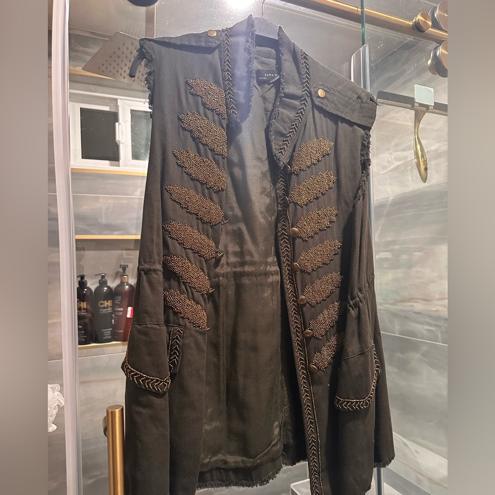 Zara olive Embellished Vest